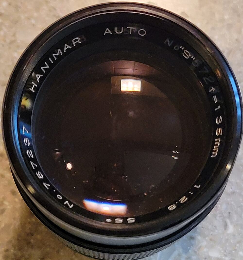 Hanimar Auto "S" No. 757237 135mm 1:28 Camera Lense With Leather Carrying Pouch